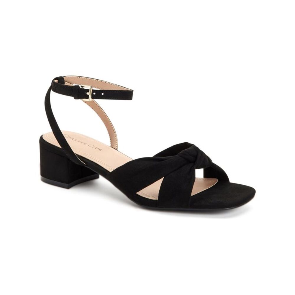 CHARTER CLUB Womens Black At Straps Vickayy Round Toe Block Heel Sandals 6.5 M